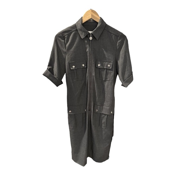 Calvin Klein Women’s Military Utility Dress Charcoal Gray Size 4 - Picture 2 of 6